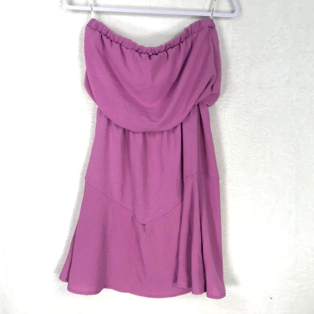 Rolla Coster Dress Large Pink Purple Strapless Tiered Boho Flowy Rodeo Cottage